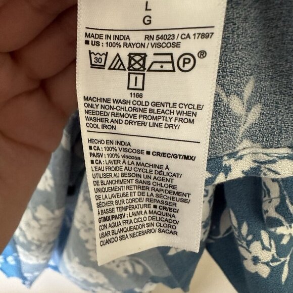 NWT Old Navy Floral Dress Pockets Blue Women L Empire Waist Cottage Crepe - Picture 6 of 7